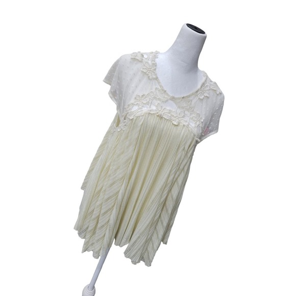 Free People Stars Align Swiss Dot Lace Flowy Sheer Boho Babydoll Tank Top Size M - Picture 4 of 15